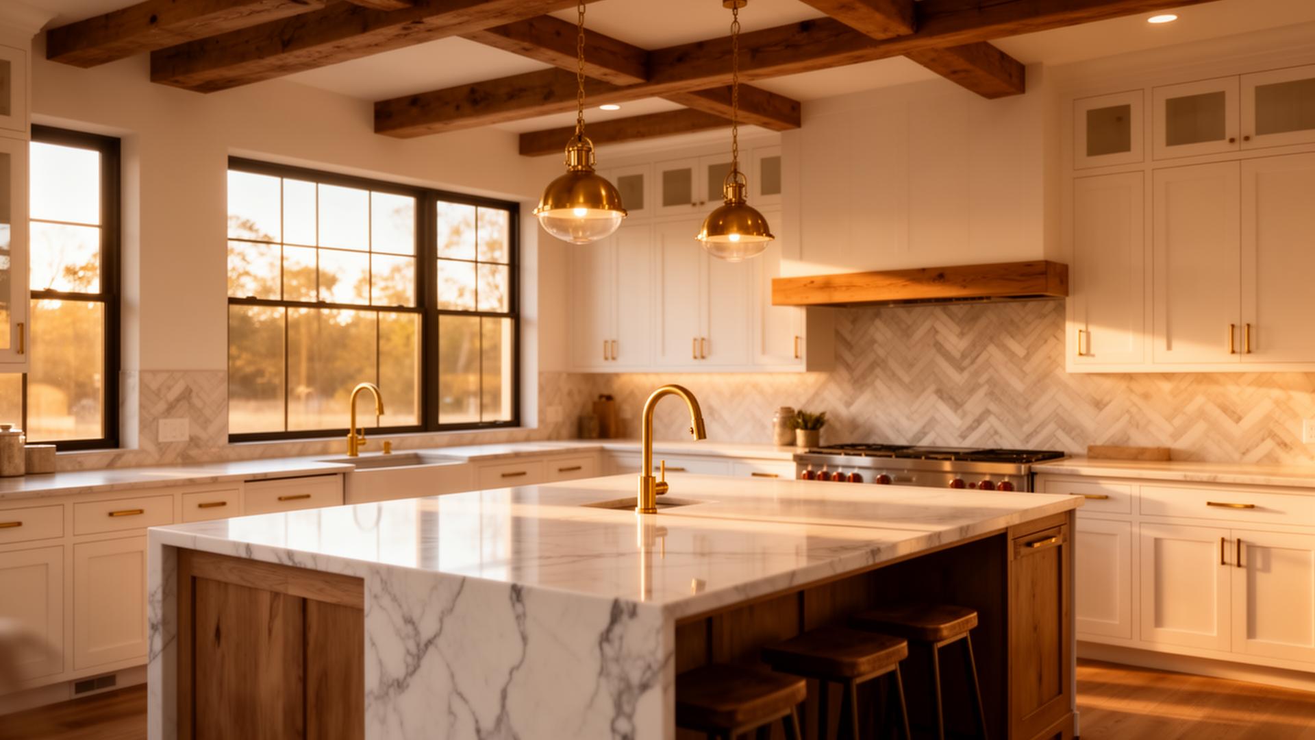 Renovated modern farmhouse kitchen with custom cabinetry